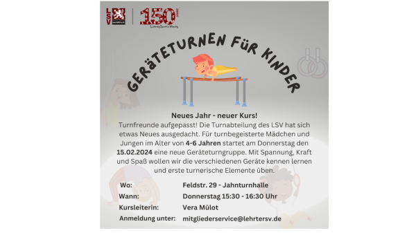 Neues Jahr - neues Angebot! Geräteturnen für Kinder